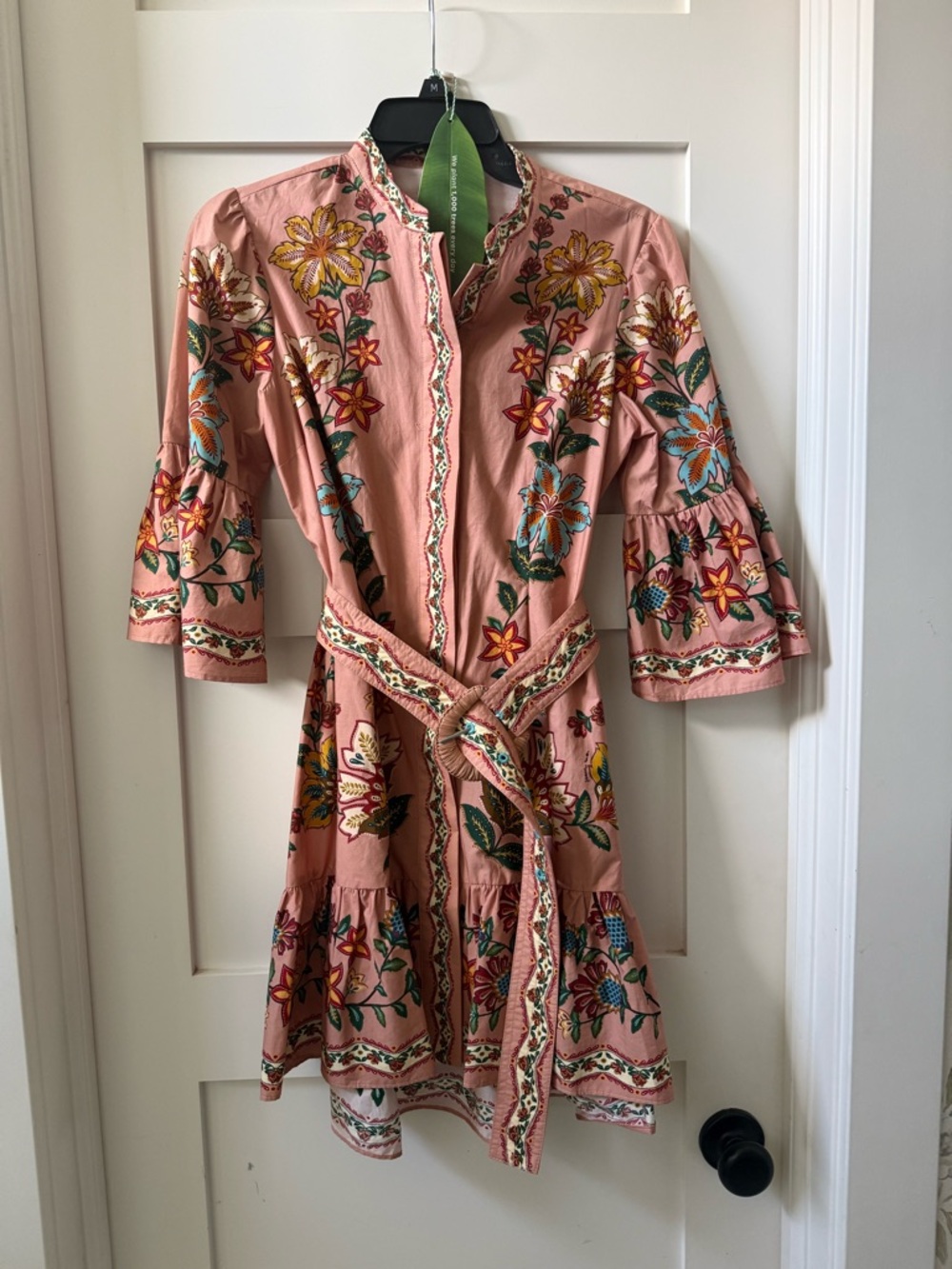 FARM Rio Pink Floral Embroidered Belted Mini Dress - Picture 4 of 5